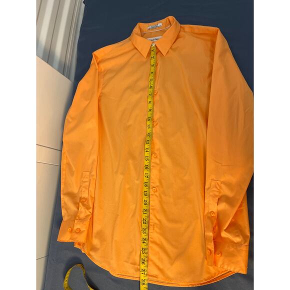 Calvin‎ Klein Orange Button Down Dress Shirt Cotton Blend Small Pre-Owned - Picture 6 of 7